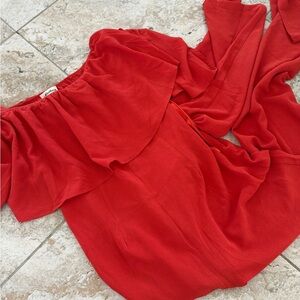 Orange Red Off-Shoulder Jumpsuit